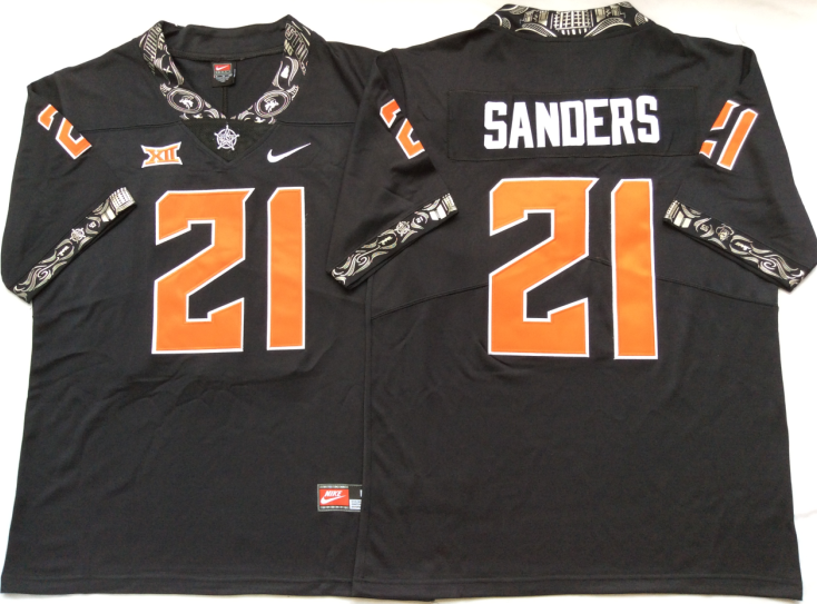 NCAA Men Oklahoma State Cowboys Black 21 SANDERS